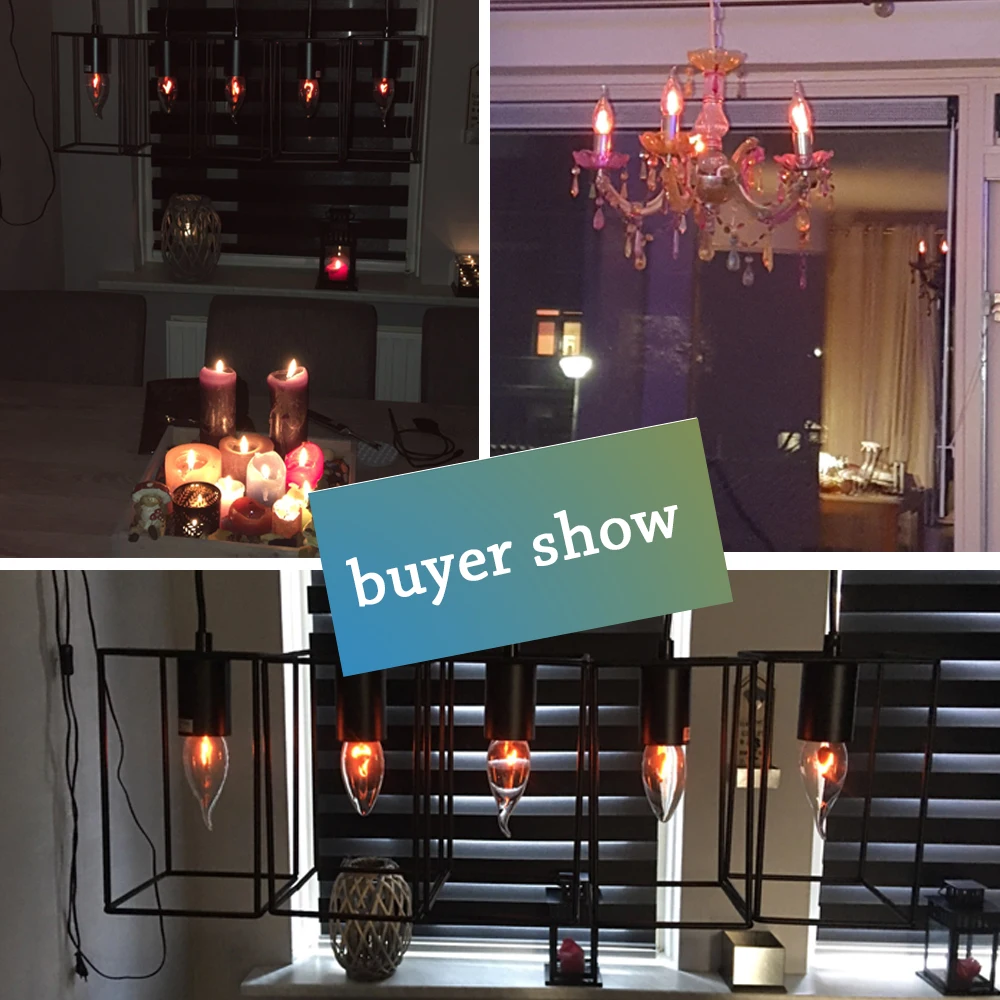 

10pcs Retro LED Candle Lights Bulb 3W Edison E27 E14 Flame Flashing Light For Home Lamp 220V Indoor Room Restaurant Decoration