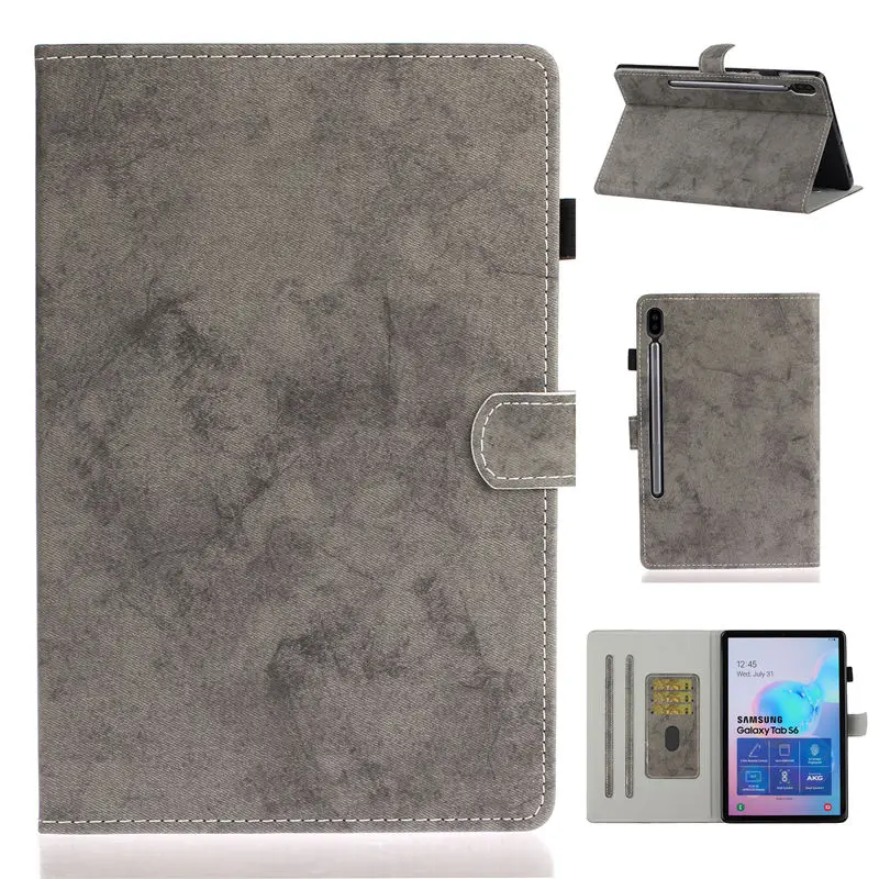 Gray Чехол для Samsung Galaxy Tab S6 10,5 SM-T860 SM-T865 T860 10," чехол Funda чехол для планшета подставка оболочка Капа+ пленка+ ручка - Цвет: Gray
