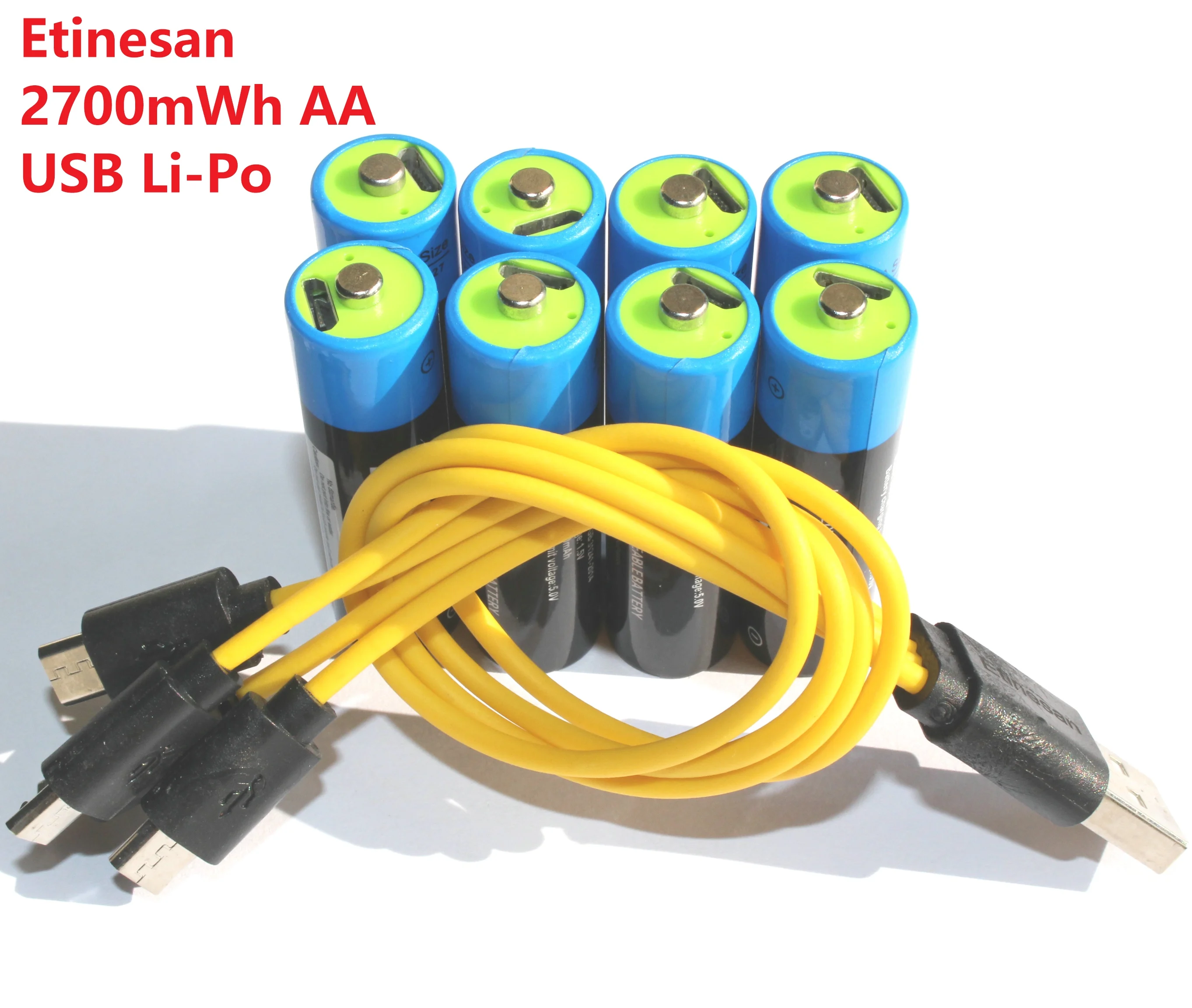 8 шт. Etinesan 1 5 V 2700mWh AA Li покрытый силиконовой оболочкой источник питания с USB