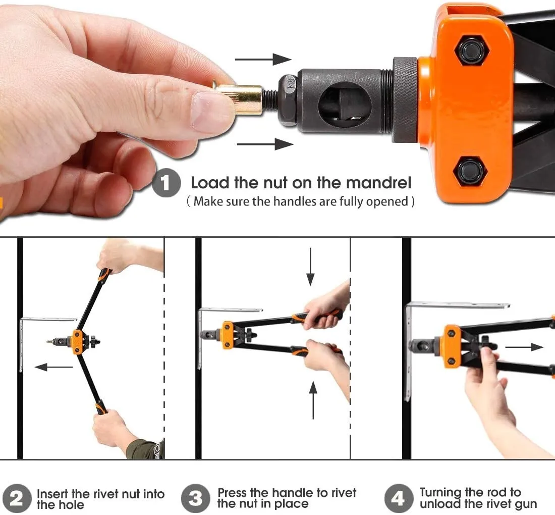 

Riveting Tool Kit Rivet Nuts Thread Setting Tool Nutsert M3 M4 M5 M6 M8 M10
