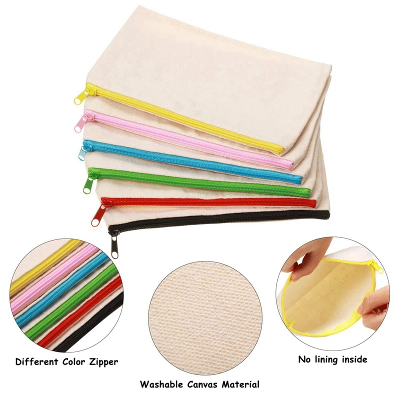 

20 Pcs Canvas Cosmetic Bag Multifunctional Cosmetic Bag Travel Cosmetic Bag Pen Coin Bag Blank DIY Bag