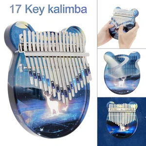 17 Keys Kalimba Crystal Painted Starry Planet Star Elk Thumb Finger Piano Mbira with EVA Storage Case Christmas Gift
