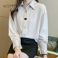 retro loose chiffon blouses women designer shirts office lady work wear tops apricot black female tops long sleeve clothings