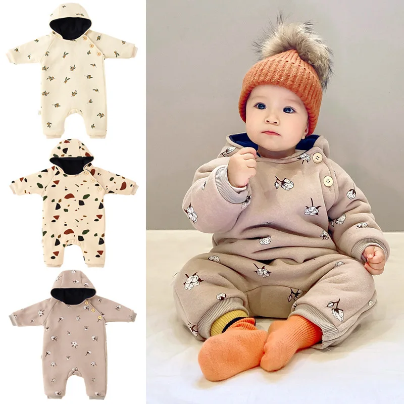 

Baby Rompers Thick Warm Newborn Playsuit Infant Overalls Cotton Clothes Long Sleeve Baby Jumpsuit Boys Girls Autumn Pajamas Gift
