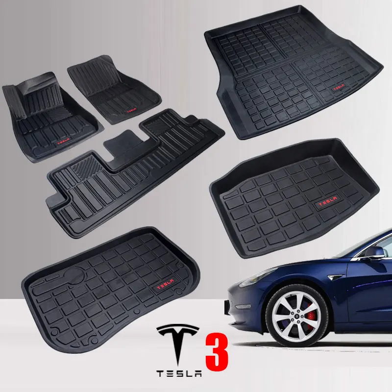 

TPE Car Floor Mats for Tesla Model 3 Rear Trunk Storage Front Trunk Mat All Weather Auto Carpet 2016-2020 Years Waterproof Mat
