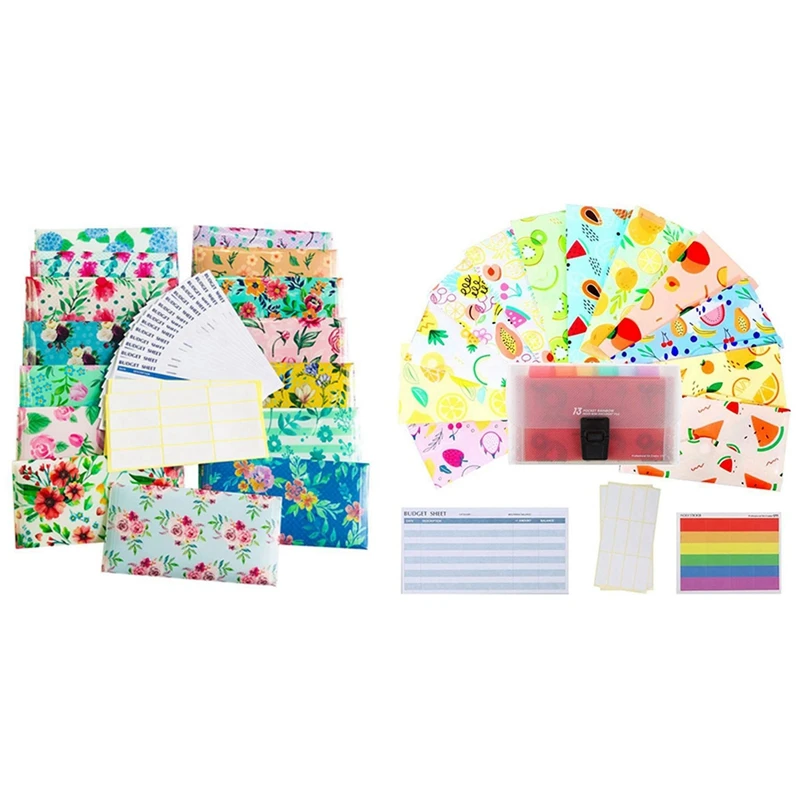 

1 Set Floral Waterproof Budget Envelopes Cash Envelopes & 1 Set Budget Planner Organizer Binder Cash Envelope System