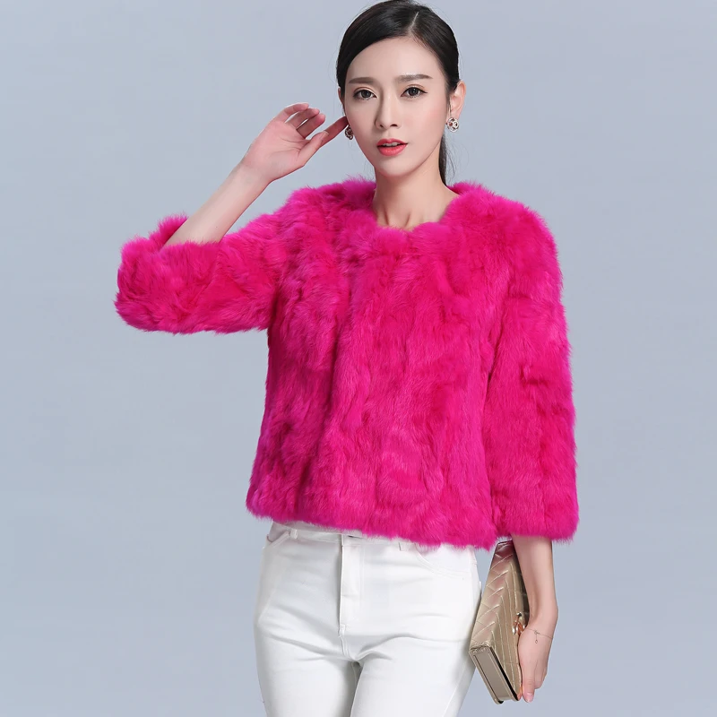 Шуба из натурального кролика для женщин размера плюс M-6XL короткое пальто