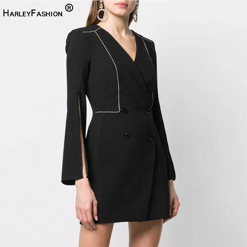 HarleyFashion элегантное Европейское женское базовое короткое однотонное платье с