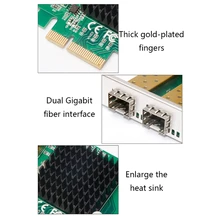 Dual Gigabit Port PCIE 4X 1G Fiber Optic Server Lan Network Card 82576 Pci-e 2 Ports SFP Desktop Server Adapter