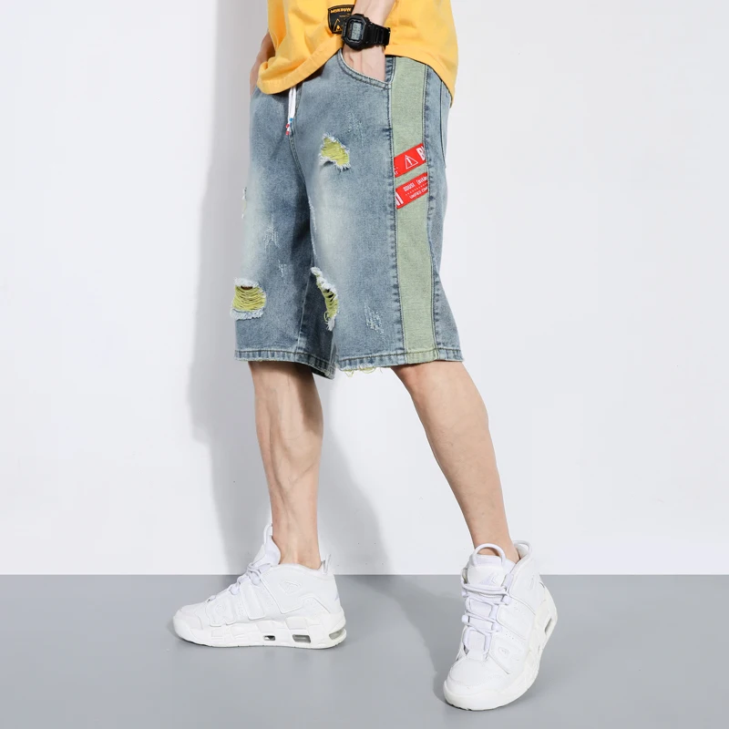 

2021 Casual beach Stretch Men's Shorts male denim tourism baggy Short Jeans for men Slim Jean man