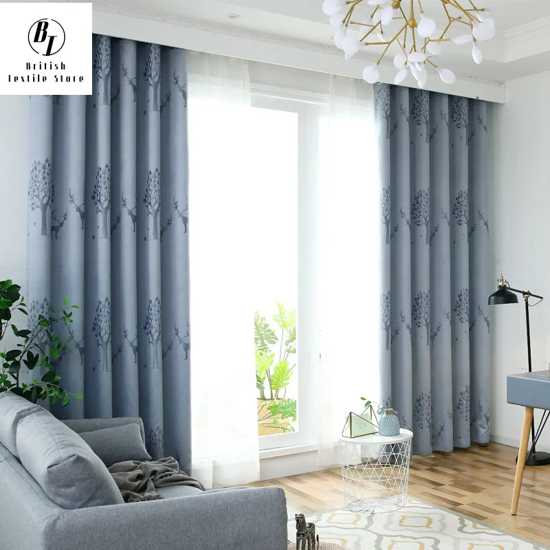 

2021 New Nordic Curtains for Living Room Restaurant Study Room Christmas Curtains for Bedroom Elk Shade