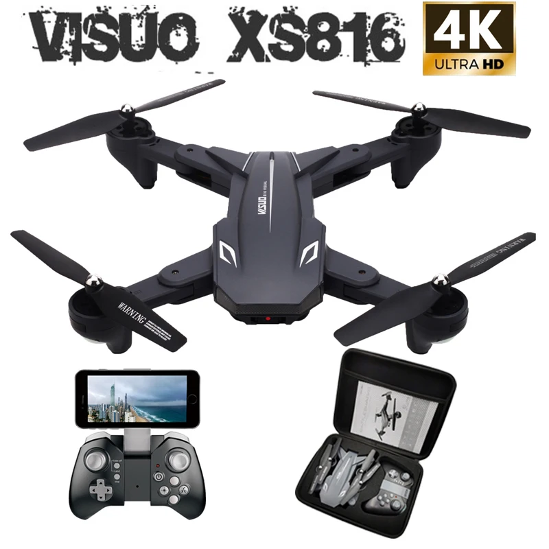 

Visuo XS816 RC Drone with 50 Times Zoom WiFi FPV 4K Dual Camera Optical Flow Quadcopter Foldable Selfie Dron VS SG106 M70