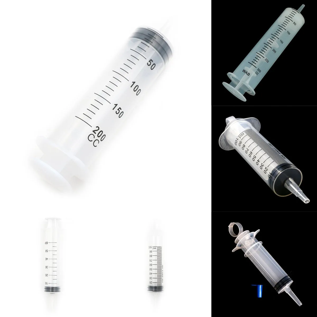 

3/5/10/20/30/50/60/80/100/200/300ML Small/Large Capacity Plastic Syringe Measuring Nutrient Sterile Reusable Lab Kitchen Tool