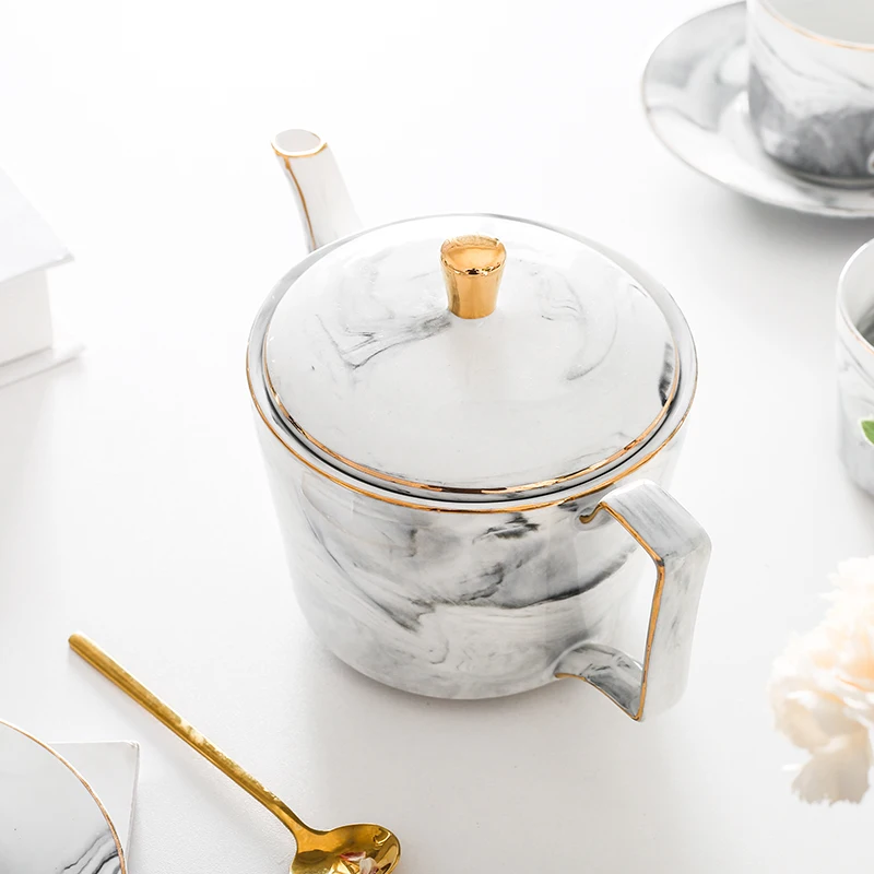 

Northern Europe simple and creative marble ceramic teapot cold water pot coffee pot large capacity tea pot flower teapot water s