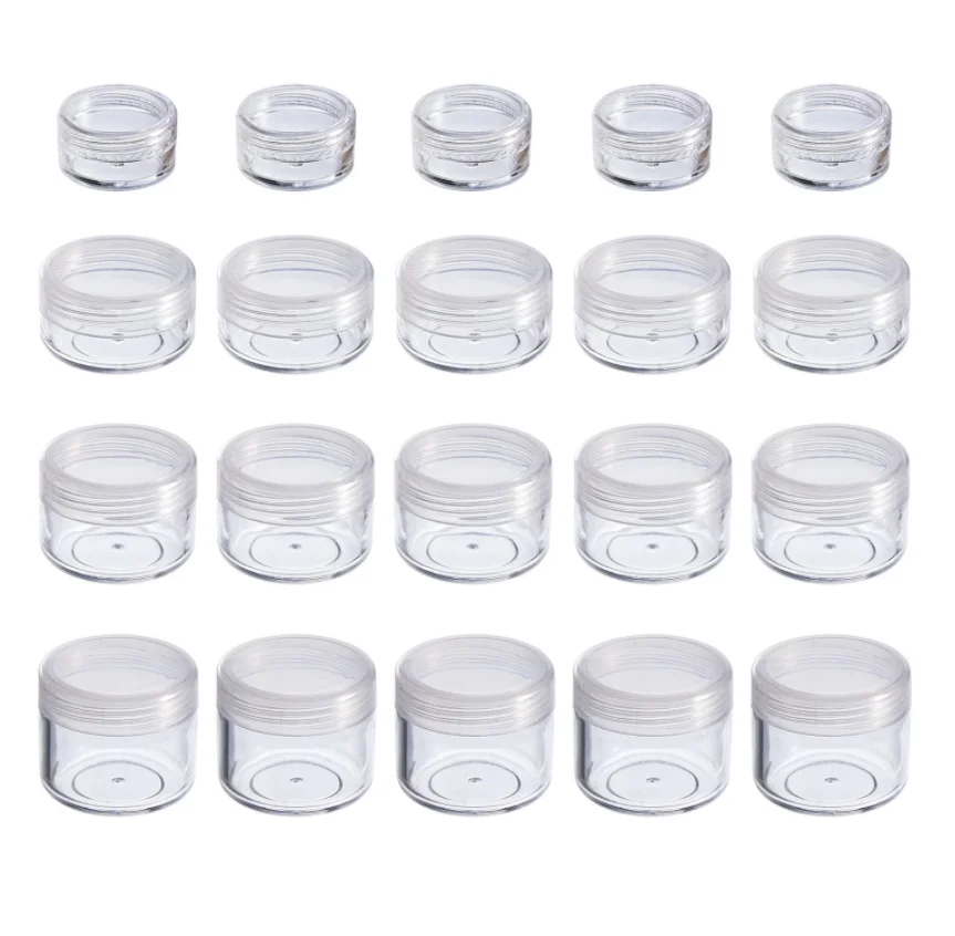 

100pcs 2g 3g 5g 10g 15g 20g Plastic Empty Clear Cosmetic Jars Makeup Container Lip Balm Lotion Bottles Vials Cream Pot Gel Box