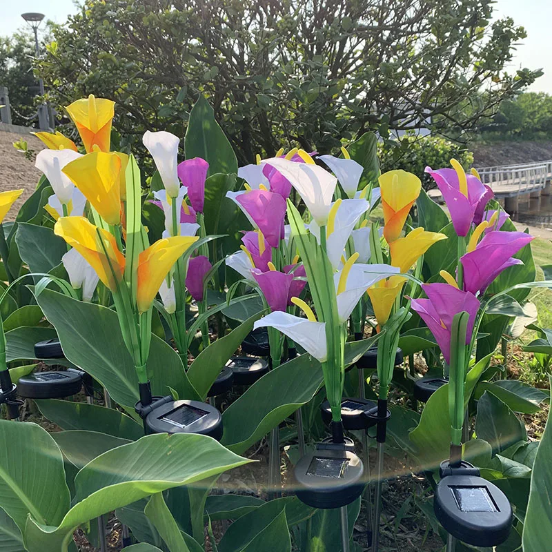 LED Solar Lawn Light IP65 Outdoor Waterproof 4LED Garden Calla Flower Landscape Lighting Courtyard Decoration | Лампы и освещение