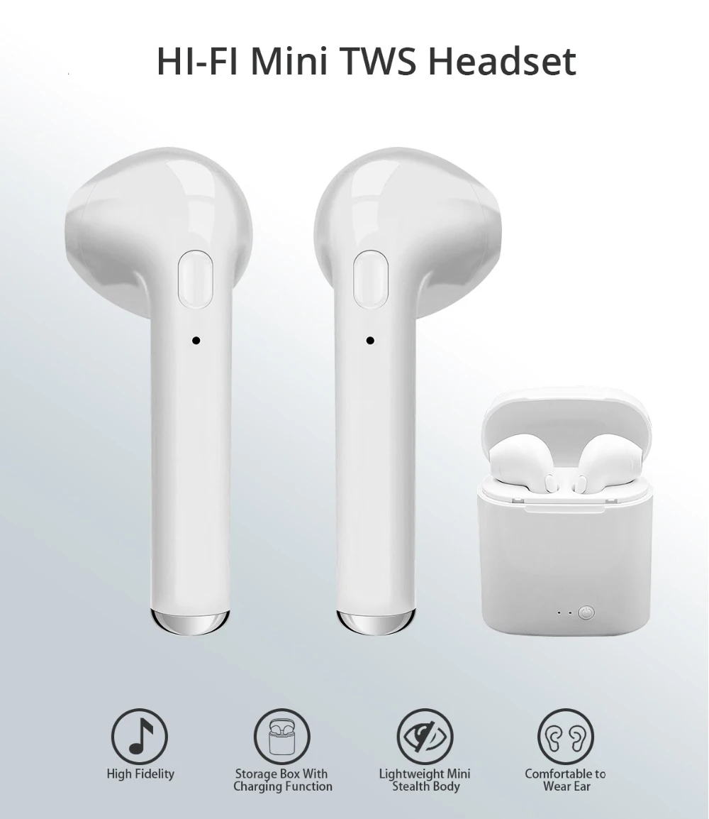 Беспроводные Bluetooth наушники i7s TWS беспроводные наушники-вкладыши с микрофоном портативные спортивные мобильные мини-наушники с зарядным устройством