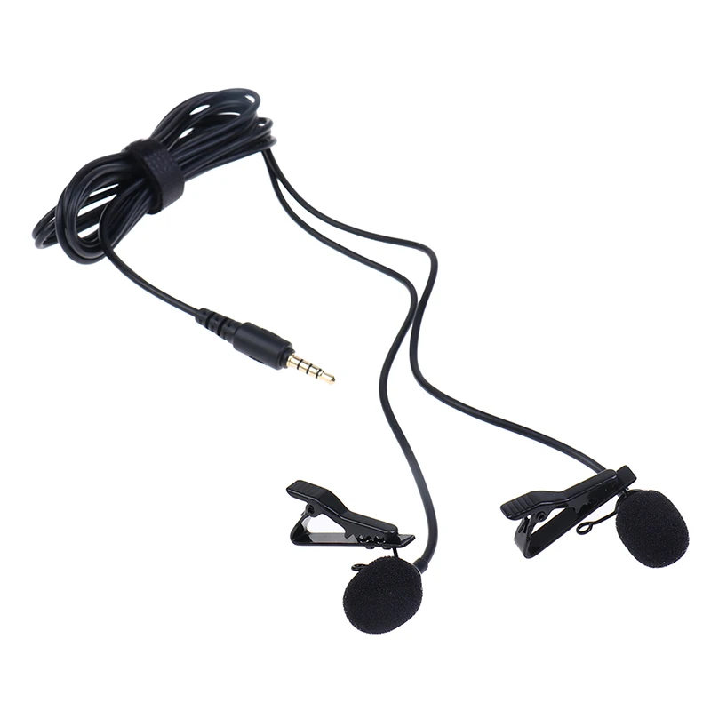 Мини петличный отворот микрофон с двойной головкой запись клип на для iPhone iPad