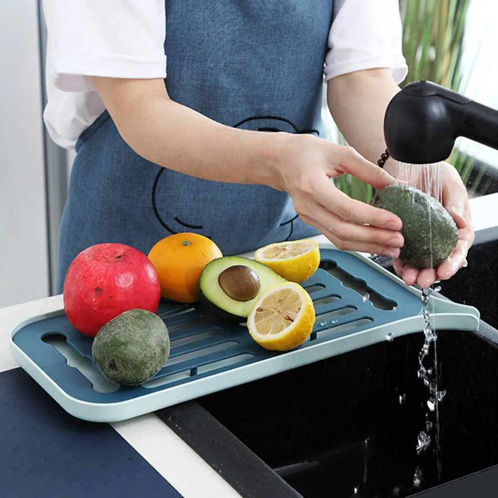 

Drain Rack Plastic Drain Tray Dishes Dryer Shelf Large Sink Drying Rack Multifunctionnal Kitchen Worktop Drainer