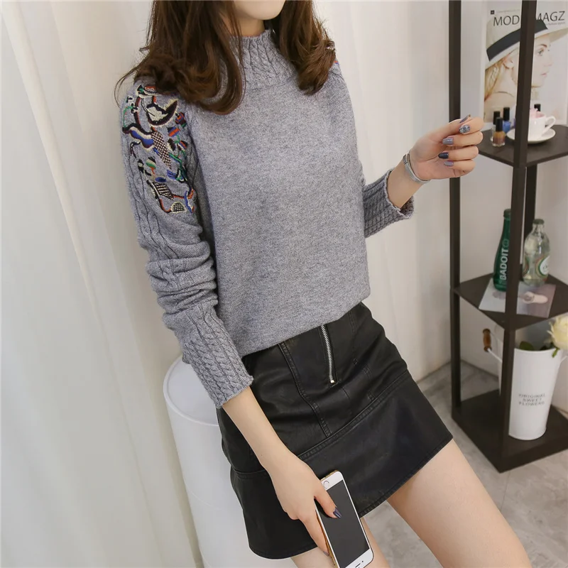 2019 Korean Fashion Women Sweaters and Pullovers Sueter Mujer Ruffled Sleeve Turtleneck Solid loose Sexy Elastic Tops | Женская одежда