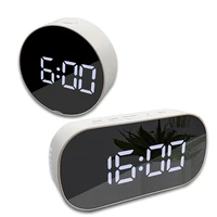 led mirror alarm clock digital snooze table clock wake up light electronic large time temperature calendar display home decor