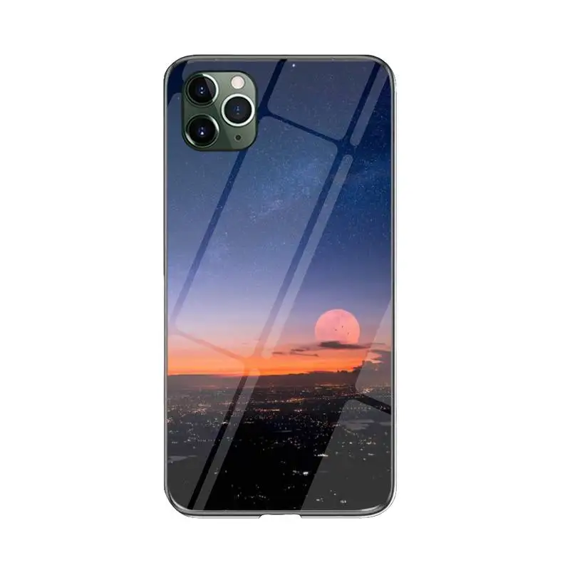 

FHNBLJ Sunset City Moon Phone Case For iPhone 12 mini 12 PRO Max 11 pro XS MAX 8 7 6 6S Plus X XR cover