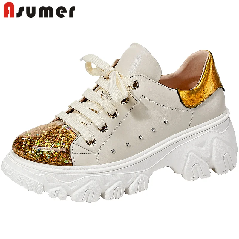 ASUMER/2020 Лидер продаж Кроссовки на плоской платформе Женская повседневная обувь