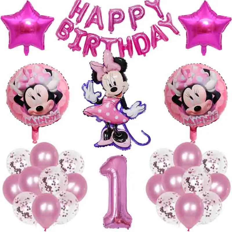 1Set Disney Minnie Foil Balloons 32inch Number Mickey Mouse Birthday Party Decorations Baby Shower Supplies Kids Toys Globs | Дом и сад