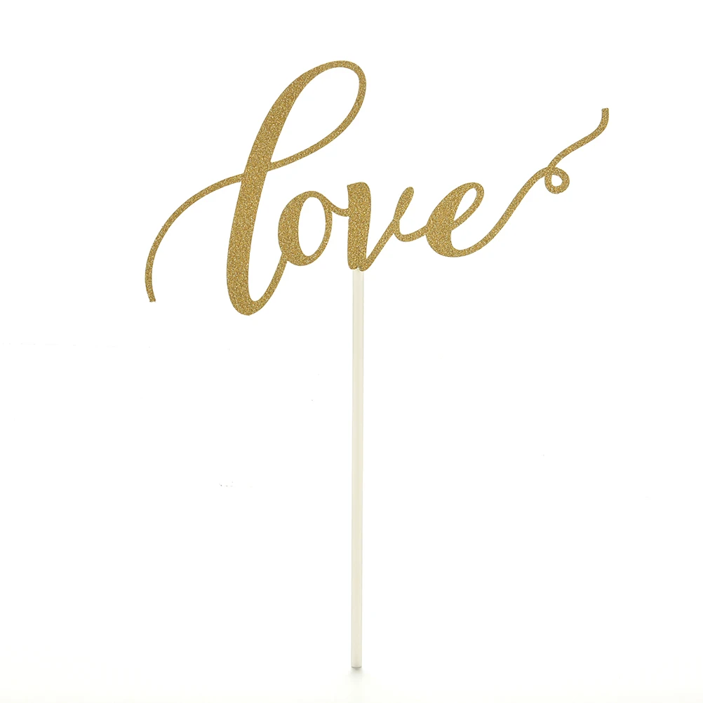 Блестящий Топпер для торта Золотой флаг Love For A торт семейного дня рождения