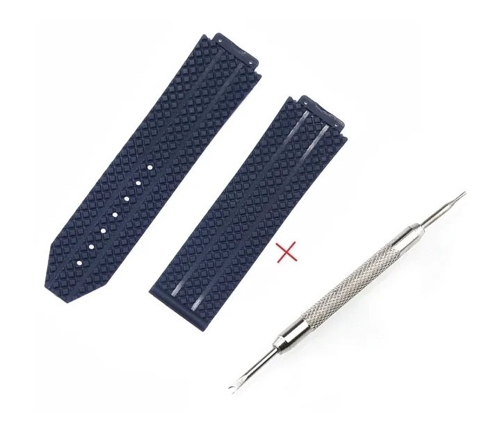 25mmx17mm Watch Accessories Rubber Strap For Hublot Big Bang Series Men and Women Watch Band Accessories - Цвет ремешка: blue