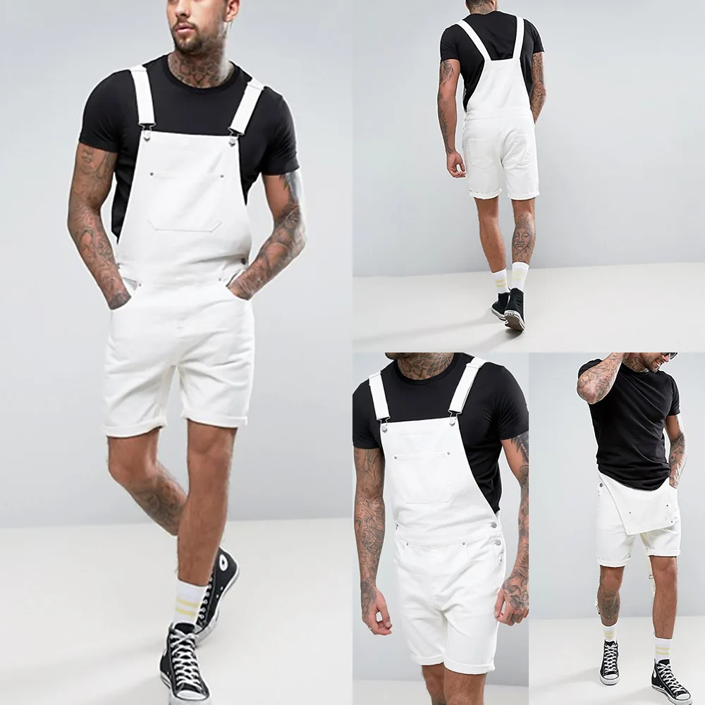 

Men s overalls 2021 to restore ancient ways men jeans white circle edge knickers conjoined tooling overalls