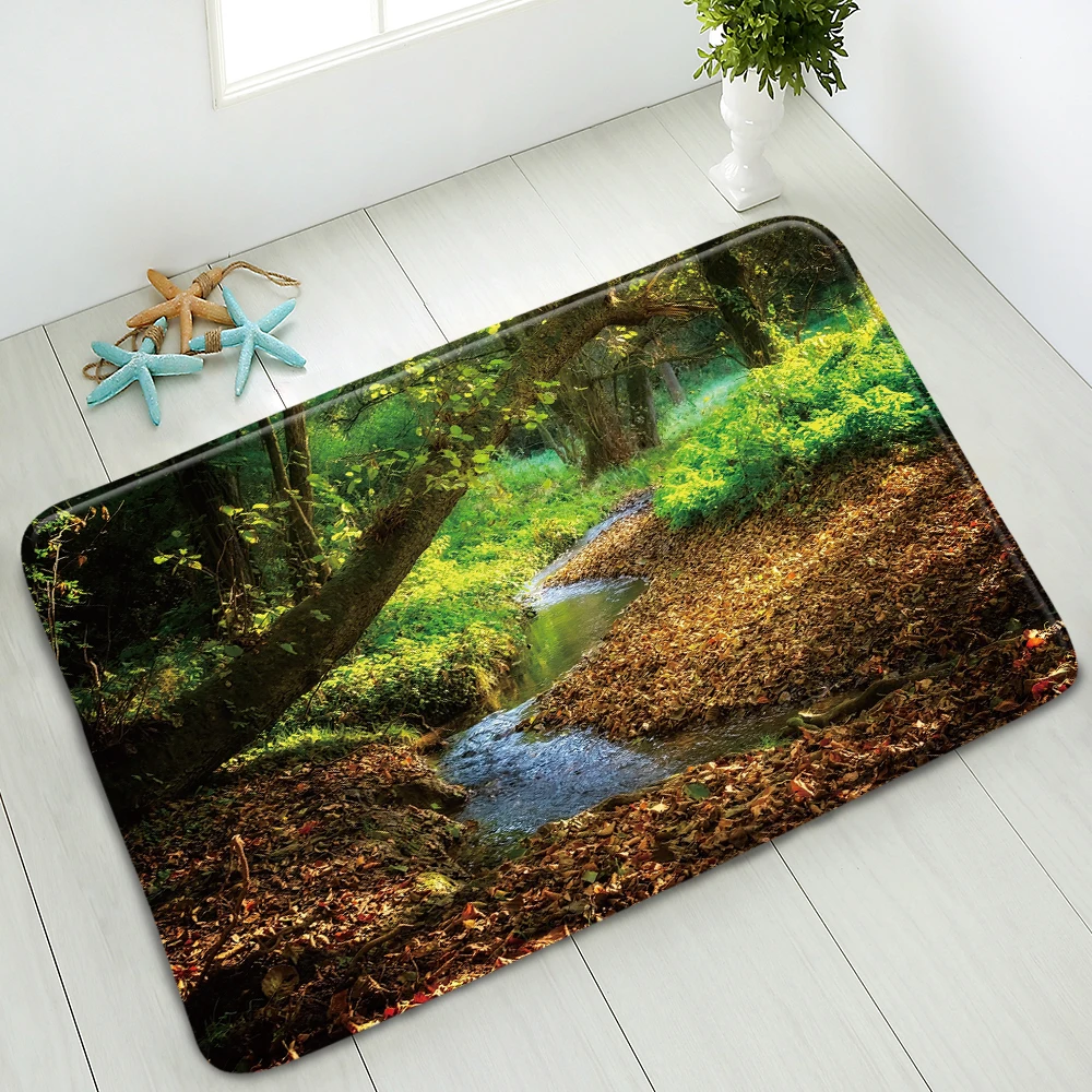 

Anti-Slip Bath Mat Natural Scenery Forest Bathroom Indoor Floor Mat Carpet Bedroom Kitchen Doormat Foot Pads Washable Home Decor