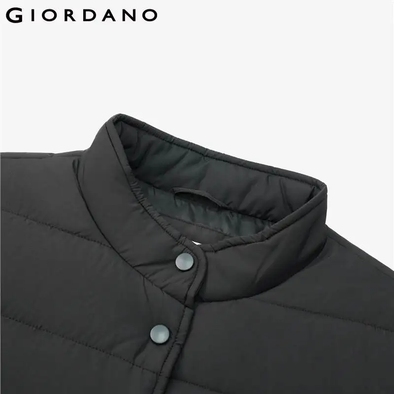 Giordano Women Coat Solid Color Button Closure Coat Stand Collar Windproof Multi-Pocket Causal Jakcets 05371712