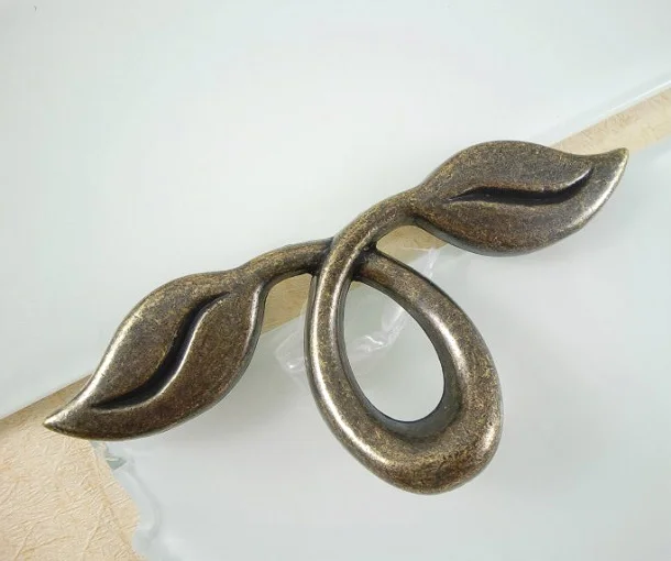 

2" Dresser Pull Drawer Pulls Handles Knob Antique Bronze Black Rustic Kitchen Cabinet Knobs Handle Unique Leaf Furniture 50mm