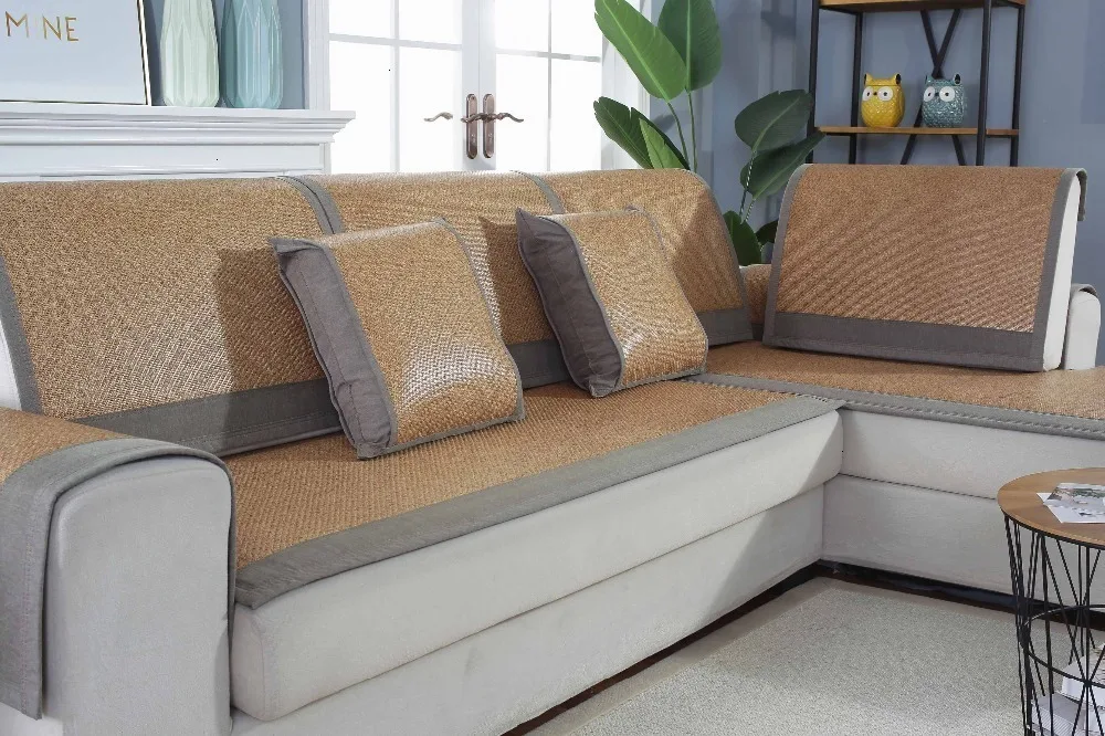 Летняя прохладная дышащая гладкая ротанговая крышка дивана нескользящий спальный охлаждающий коврик подлокотник спинка декоративная подушка для дома