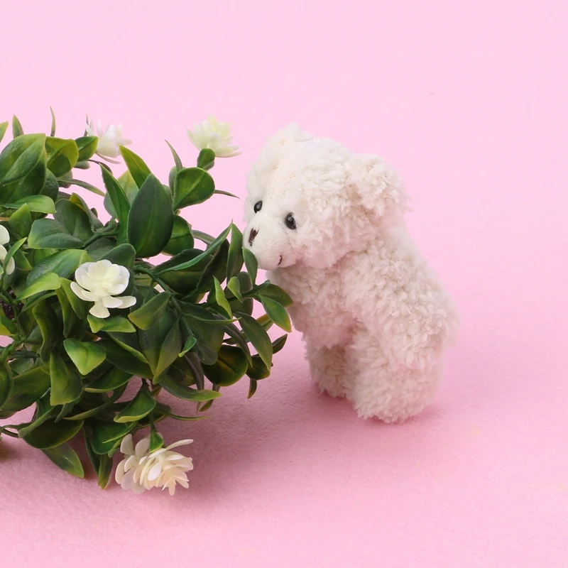 

57BF New Mini Stuffed Bear Plush Toys White Gummy Bears Animal Toy Key Chain