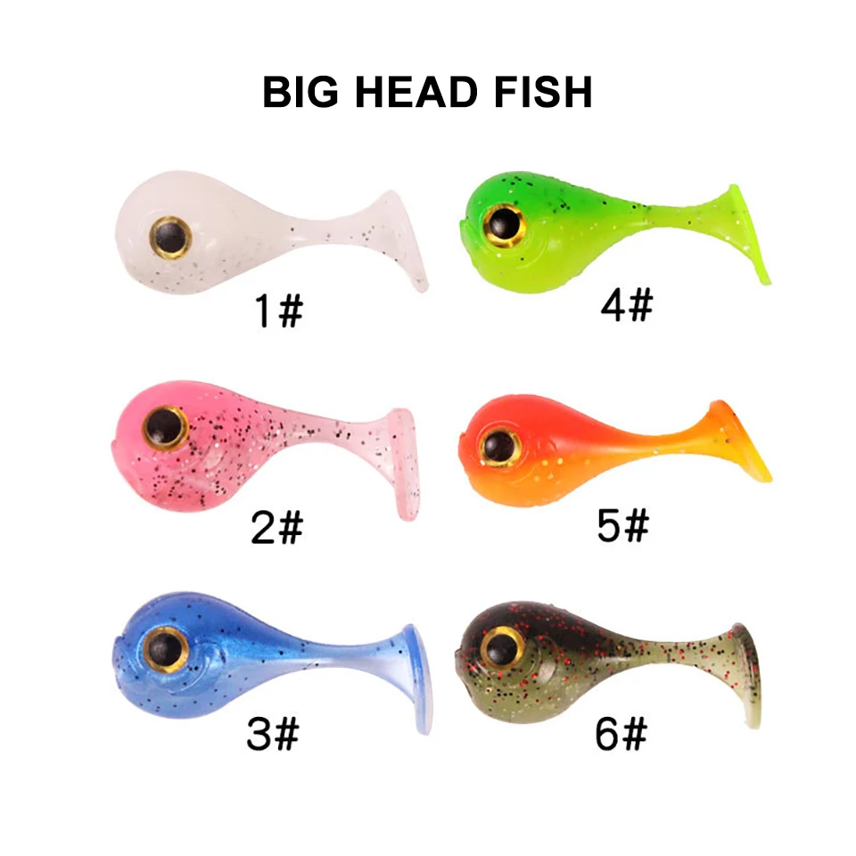 Мягкая приманка WALK FISH 6 шт./лот с большой головкой искусственный Т-образный хвост