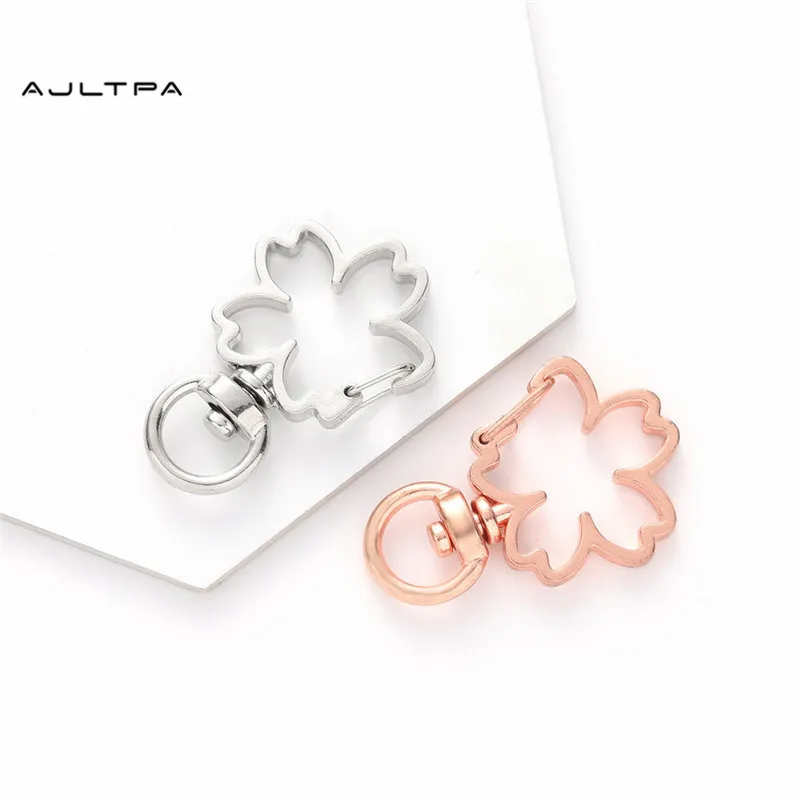 

1000Pcs Cherry Flower Metal Key Chains DIY Accessories Carabiner Swivel Clasps Keychain Party Gift Car Key Ring Decoration H4775