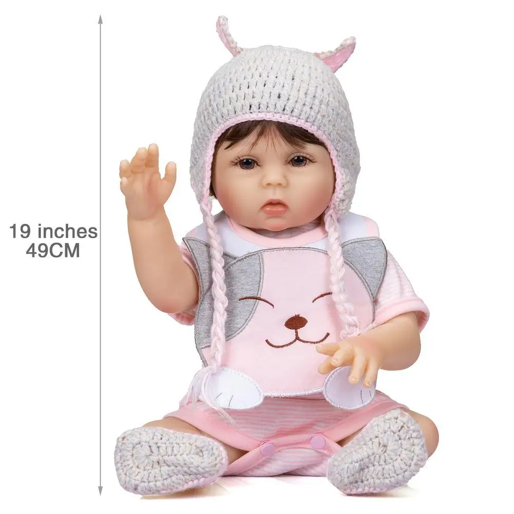 

19Inch Limited Edition Reborn Doll Kit Simulation Flesh-colored Popular Kit Lifelike With Rabbit Ear Hat Soft Feel
