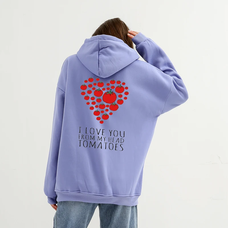 Fruit Love Graphic Women Sweatshirt Pullover Loose Harajuku Letter Hoodie Casual Pullover Winter Hoodies Sweetshirt for Girls