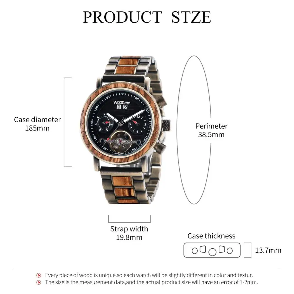 

relogio masculino WOODME Automatic Watches Wooden Men Luxury Business Sport Mechanical Watch Great Birthday Gifts for Man Woman
