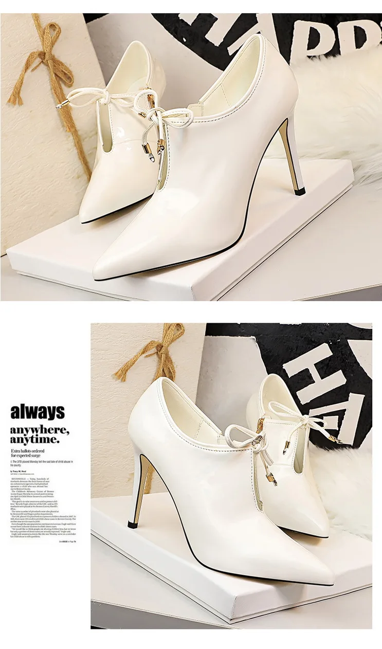 Женские ботильоны; зимние сапоги; zapatos de mujer; зимние сапоги; сапоги на высоком каблуке; пикантные лакированные туфли для ночного клуба с острым носком