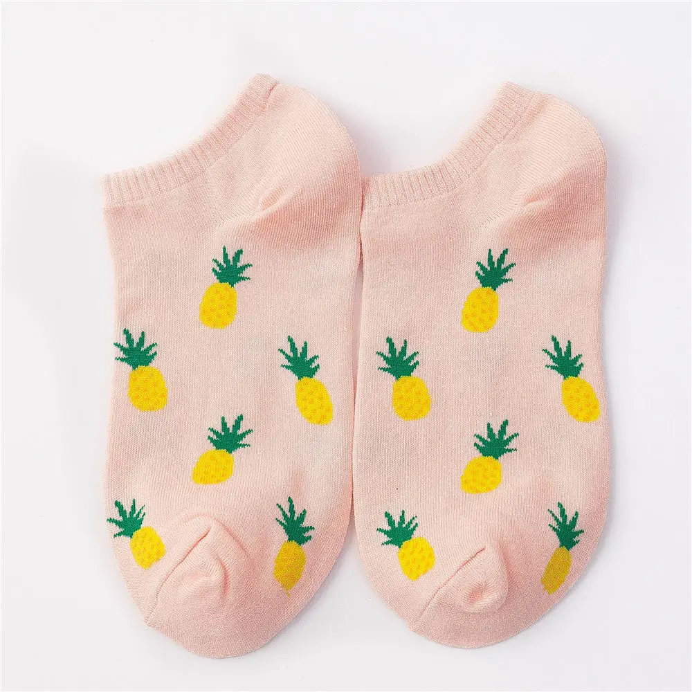 Pink Pineapple Новинка; милые вечерние носки-башмачки с фруктами; удобные хлопковые носки с клубничкой, вишней, авокадо, ананасом, арбузом; Прямая поставка - Цвет: Pink Pineapple