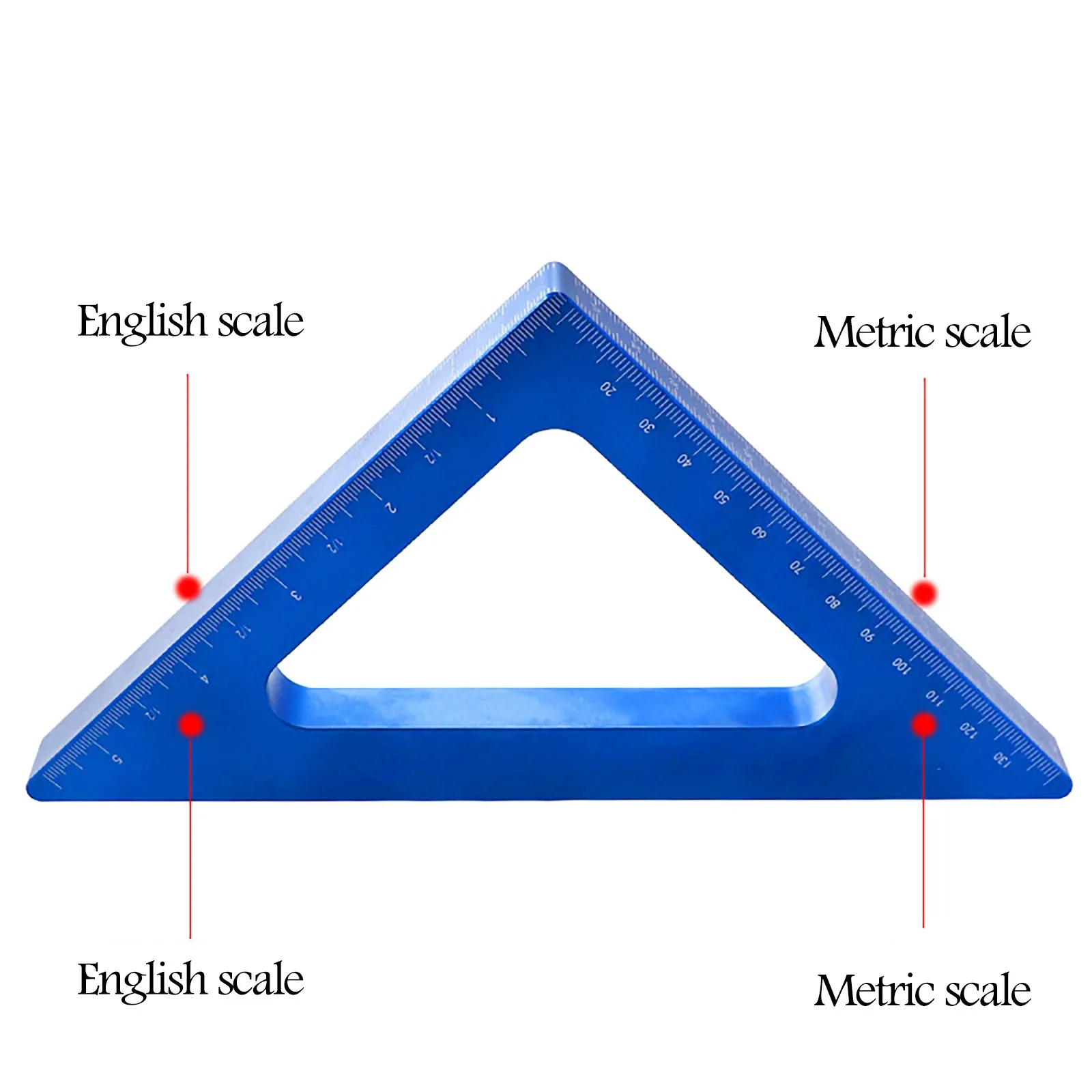 

40# Multifunctional Woodworking Tools Ruler 90 Degree Measurement Scale Aluminum Alloy Triangular Measuring Ruler Tool Parts