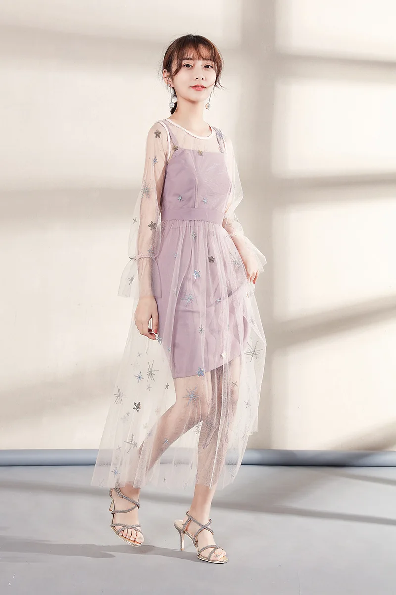 Uney прозрачный сетчатый костюм из двух предметов женское розовое платье феи 2020