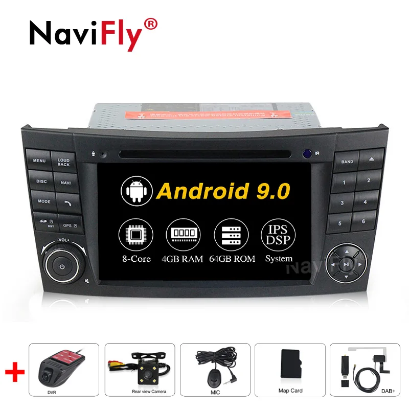 NaviFly IPS экран DSP Android9.0 Автомобильный мультимедийный GPS навигатор для Mercedes Benz E class