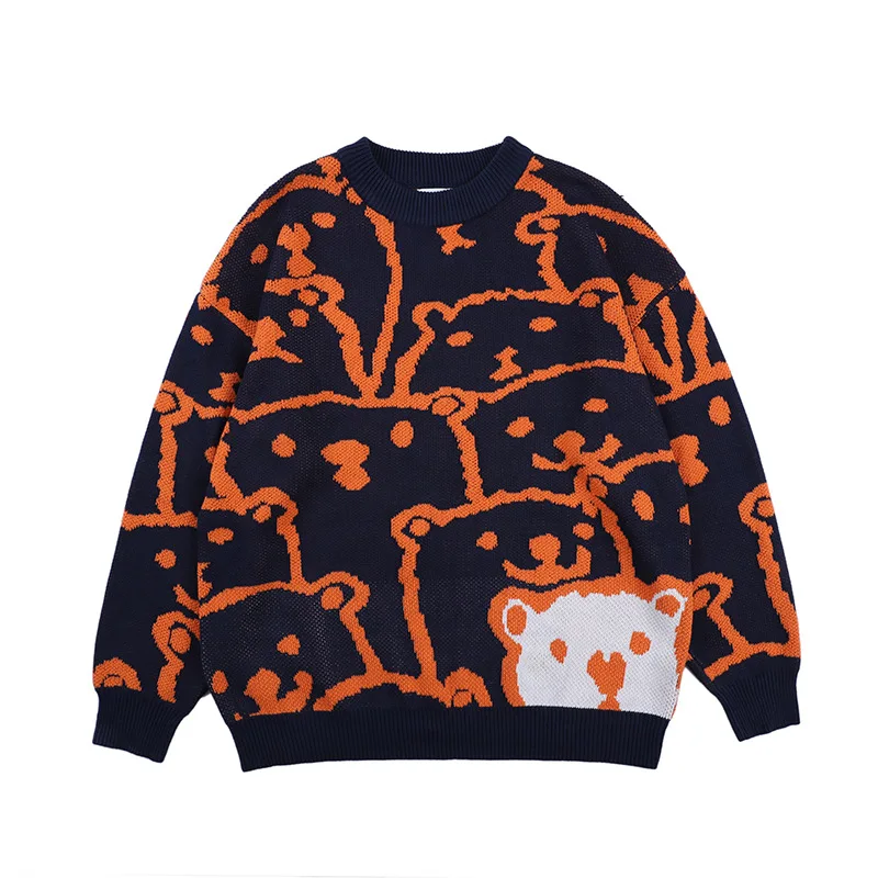 Мужской пуловер с круглым вырезом Повседневный свитер из спандекса рисунком