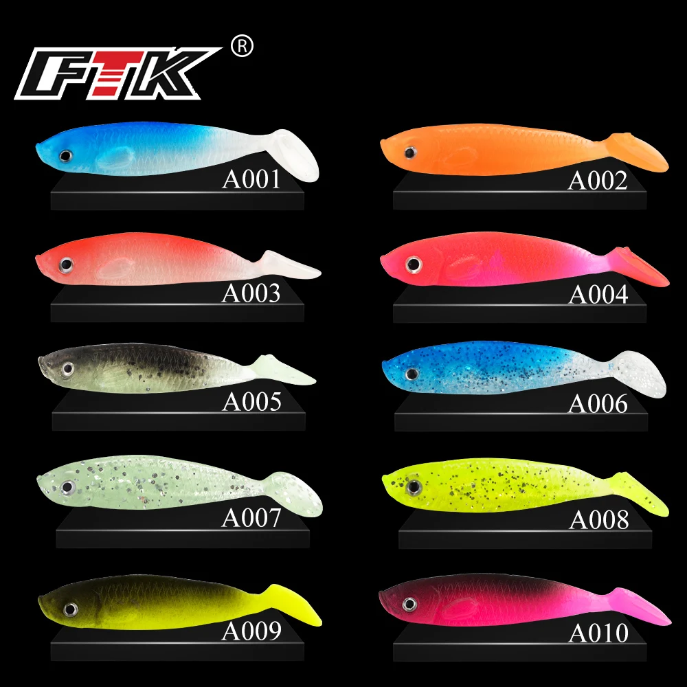 

FTK Fishing Lure Length-55mm/5.5g metal sequins Soft Artificial Bait 3D FISHEYE Bass Pike Carp Lure Wag Tail Tackle Accessories