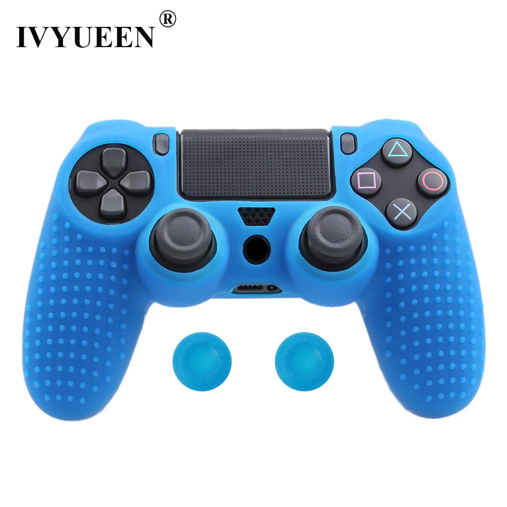 IVYUEEN для sony playstation 4 Dualshock 4 PS4 Pro Slim контроллер силиконовый чехол защитная кожа и аналоговые ручки - Цвет: Небесно-голубой