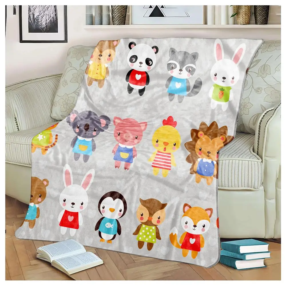 Economici Divertente Simpatico Cartone Animato Animali Flanella Coperte Da Tiro Coperta In Pile A Doppia Faccia